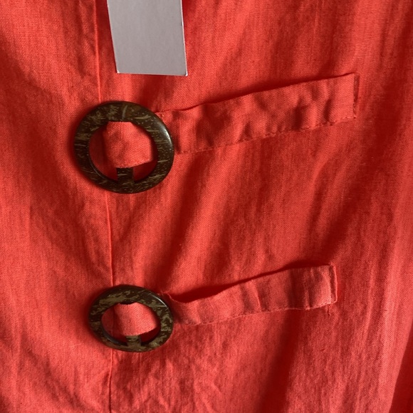 Cristina Vergani NWT Scoop neck 2-Button Cotton/Linen Blend Dress Size Medium - Picture 8 of 14